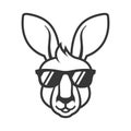 Kangaroo Head in Sunglasses Icon. Logo on White Background. Vector Royalty Free Stock Photo