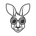 Kangaroo Head in Sunglasses Icon. Logo on White Background. Vector Royalty Free Stock Photo