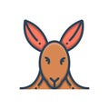 Color illustration icon for Kangaroo, animal and face