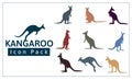 Kangaroo Icon Set Vector Illustration Royalty Free Stock Photo
