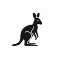 Kangaroo Vector Icon - Minimalistic Black Outline Design