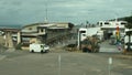 Army truck boarding Sealink ferry on Kangaroo Island, Australia