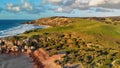 Kangaroo Island, Australia. Shelly Beach at sunset from drone Royalty Free Stock Photo