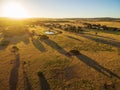 Kangaroo Island rural area at sunset aerial view. Royalty Free Stock Photo