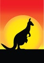 silhouette of a kangaroo and joey