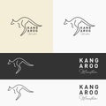 kangaroo logo vector line art, mountain and kangaroo in logo, editable