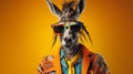 Colorful Donkey Portrait With Sunglasses And Tie On Orange Background Royalty Free Stock Photo