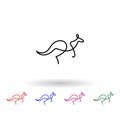 Kangaroo one line multi color icon. Simple thin line, outline vector of animals one line icons for ui and ux, website or mobile Royalty Free Stock Photo