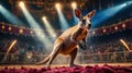 A Kangaroo Performing for an Audience in Circus Arena with Dramatic Lighting Royalty Free Stock Photo