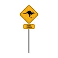 Kangaroo road sign with blue sky and cloud background 2 Royalty Free Stock Photo