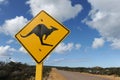 Kangaroo road sign on outback road, WA, Australia Royalty Free Stock Photo