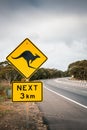 Kangaroo road sign in South Australia Royalty Free Stock Photo