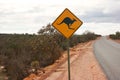 Kangaroo roadsign next to Australian Highway Royalty Free Stock Photo