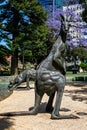 Kangaroo sculpture in front of the Council House and Sterling Gardens in Central Business District,  Perth, Australia Royalty Free Stock Photo