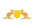 Kangaroo and Shield heraldic symbol. Australian Royal National E Royalty Free Stock Photo