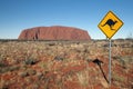Kangaroo sign next to Uluru