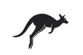 Kangaroo silhouette side view. isolated vector image of Australian wild animal