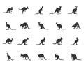 Kangaroo silhouettes, Kangaroo SVG, Kangaroo silhouette vector illustration Royalty Free Stock Photo