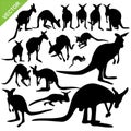 Kangaroo silhouettes vector Royalty Free Stock Photo