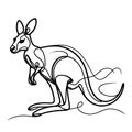 A kangaroo standing on its hind legs, with its front legs folded under its body.