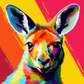 Colorful Kangaroo In Realistic Pop Art Style Royalty Free Stock Photo