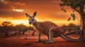 Majestic Red Kangaroo at Sunset in Australian Outback Royalty Free Stock Photo
