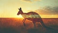 Kangaroo in Stunning Double Exposure Australian Outback Beauty