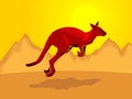 Kangaroo on a stylized mountain background Royalty Free Stock Photo