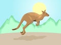 Kangaroo on a stylized mountain background Royalty Free Stock Photo