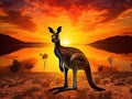 Kangaroo sunset Made With Generative AI illustration