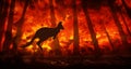 Kangaroo tries to escape the flames