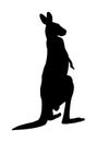 Kangaroo vector silhouette illustration isolated on white background. Australian animal portrait. Tourist symbol souvenir.