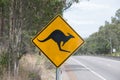 Kangaroo Warning Road Sign, Royalty Free Stock Photo