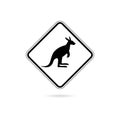 Kangaroo warning sign. Black road sign, simple illustration Royalty Free Stock Photo