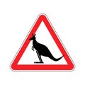 Kangaroo Warning sign. wallaby Hazard attention symbol. Danger r Royalty Free Stock Photo