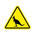 Kangaroo Warning sign. wallaby Hazard attention symbol. Danger r Royalty Free Stock Photo