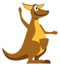 Kangaroo waving hand. Cheerful happy cartoon animal