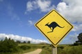 Kangaroo wild animal warning on road sign icon Royalty Free Stock Photo