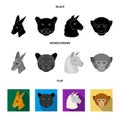 Kangaroos, llama, monkey, panther, Realistic animals set collection icons in black, flat, monochrome style vector symbol Royalty Free Stock Photo