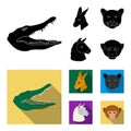 Kangaroos, llama, monkey, panther, Realistic animals set collection icons in black,flat style vector symbol stock Royalty Free Stock Photo