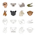 Kangaroos, llama, monkey, panther, Realistic animals set collection icons in cartoon,outline style vector symbol stock Royalty Free Stock Photo