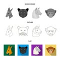 Kangaroos, llama, monkey, panther, Realistic animals set collection icons in flat,outline,monochrome style vector symbol Royalty Free Stock Photo