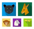 Kangaroos, llama, monkey, panther, Realistic animals set collection icons in flat style vector symbol stock illustration Royalty Free Stock Photo