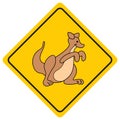 Kangaroos on the road yellow traffic sign Royalty Free Stock Photo