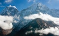 Kangtega and Thamserku - beautiful mounts above the Namche Bazar Royalty Free Stock Photo