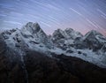 Kangtega and Thamserku mountain night view in Sagarmatha National park, Nepal Himalaya Royalty Free Stock Photo