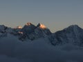 Kangtega and Thamserku at sunset. Royalty Free Stock Photo