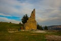 KANINE, ALBANIA: Beautiful landscape with views of the old fortress walls of Kanina Castle.