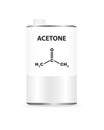 Vector metal liquid container can with acetone. Illustration of a chemical solvent