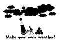 Make you own weather card, a determinated person in control, changing weather, shooting a cannon